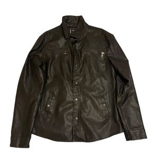 It’s a black friend denim leather jacket and it’s also size L.